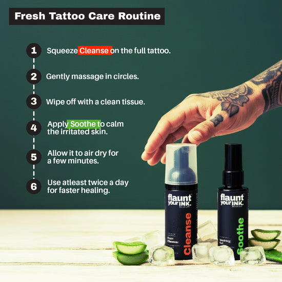 Flaunt Your Ink Ultimate Tattoo Care Kit - complete 4-in-1 set with shiner, cleanser, healing gel and moisturiser