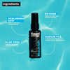 Bottle of 'Nourish' daily moisturizer with ingredients listed on a blue background