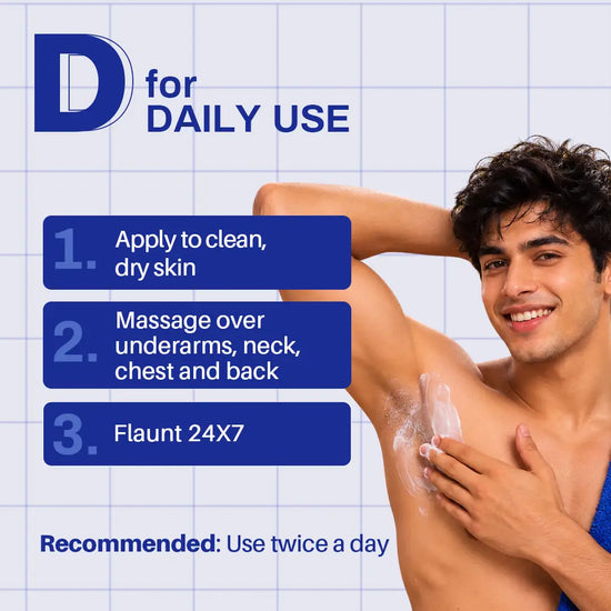 D for Daily use: the three step way to use the lotion.