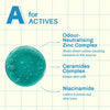 A for Actives: odour neutralising zinc complex, ceramides complex and niacinamide.