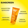 Sunscreen actives: advanced UV filters, niacinamide and hyaluronic acid.