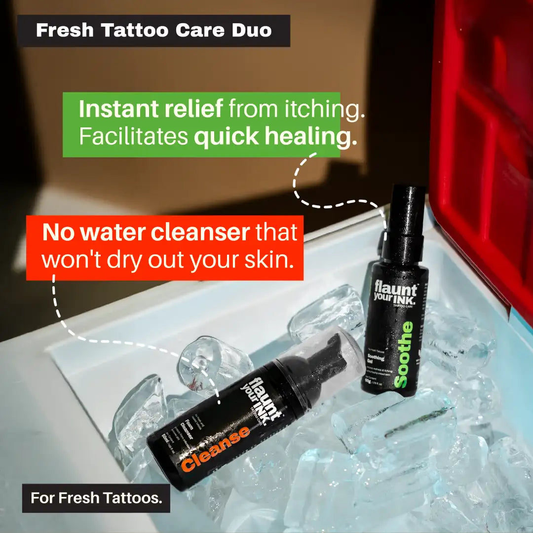 Flaunt Your Ink Fresh Tattoo Care Kit - Foam Cleanser and Healing Gel for new tattoos