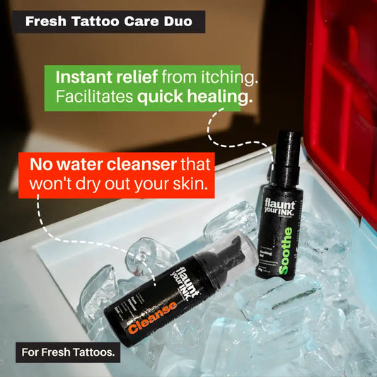 Flaunt Your Ink Fresh Tattoo Care Kit - Foam Cleanser and Healing Gel for new tattoos