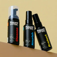 Flaunt Your Ink Healed Tattoo Care Kit for large tattoos - moisturiser and shiner